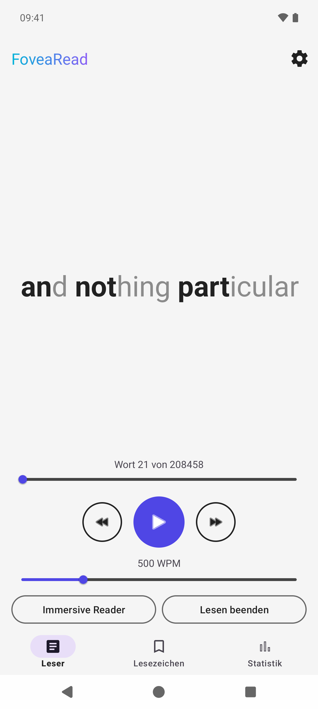 FoveaRead Phrase Reading mit mehreren Wörtern